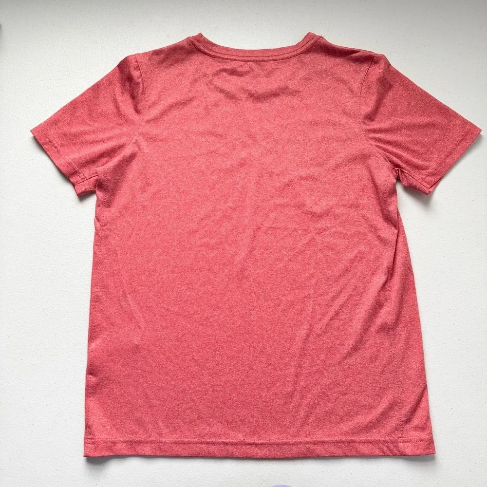 The Nike Tee Short Sleeved Dri-Fit Orange-Red Large Swoosh Size Youth Medium EUC